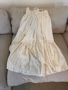 Free People Boho Tiered Cream Maxi Skirt